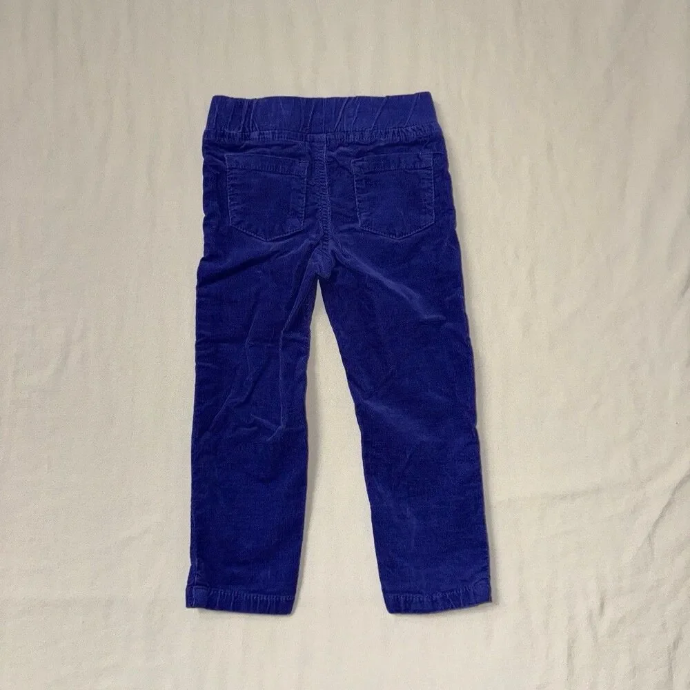 Royal Blue Corduroy Pants Girls 2T Jeans Elastic Waist Comfy Cute Fall Winter